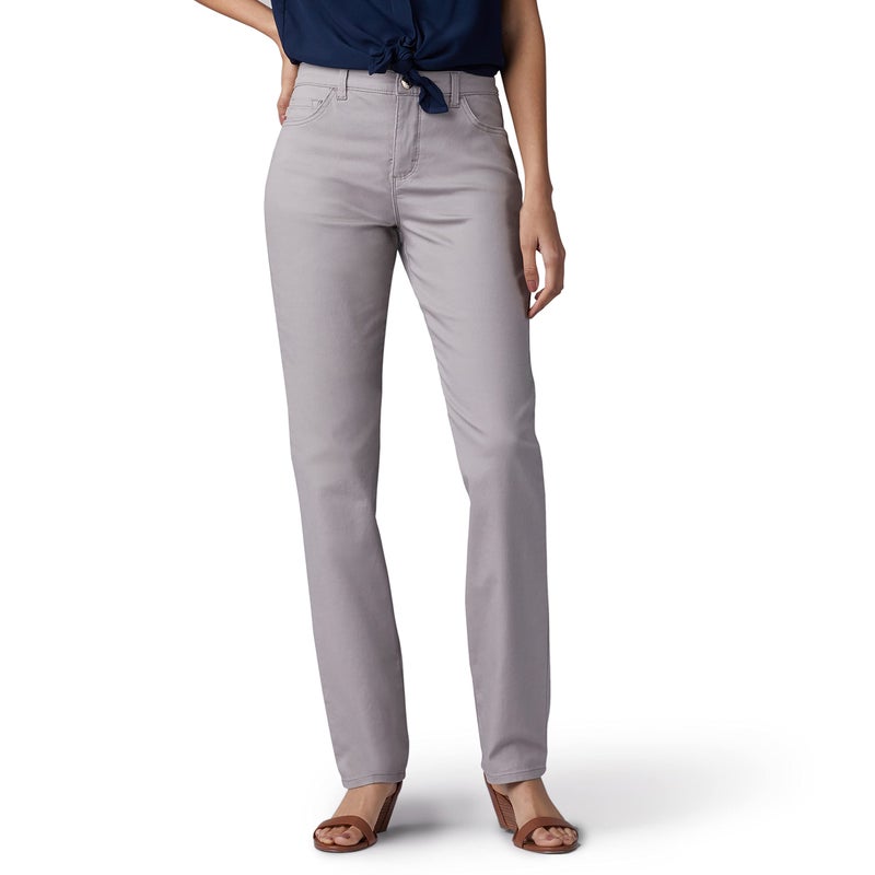 Lee Women's Instantly Slims Classic Relaxed Fit Monroe Straight Leg Jean, Palisade, 6 Long